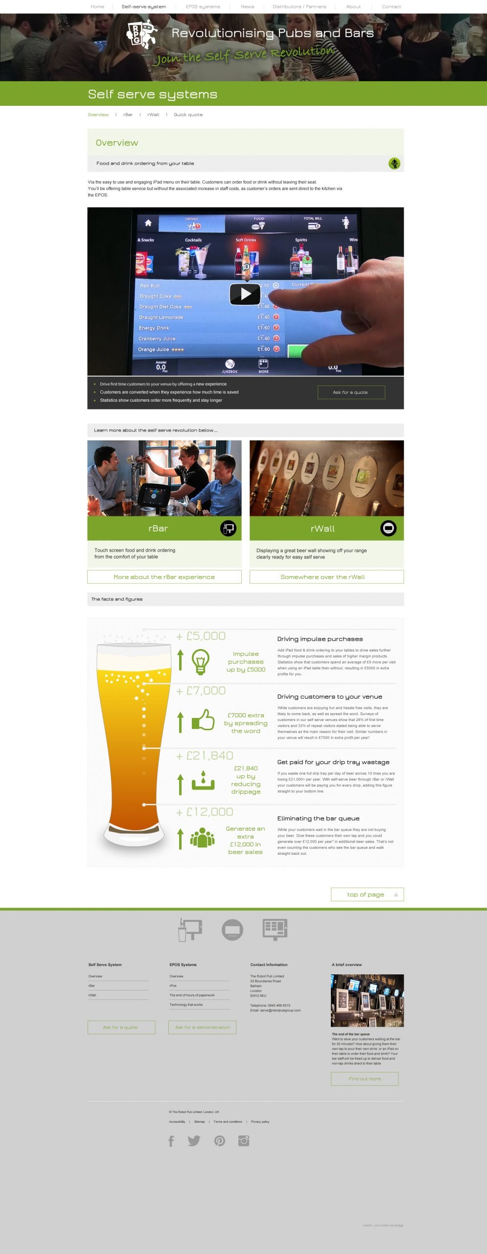 Robot Pub Group Website Self Service Systems Overview Page Design