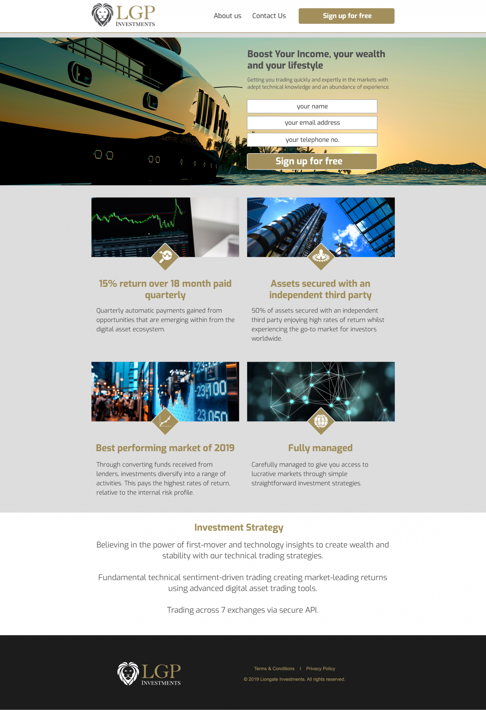 Liongate Investment website home page design