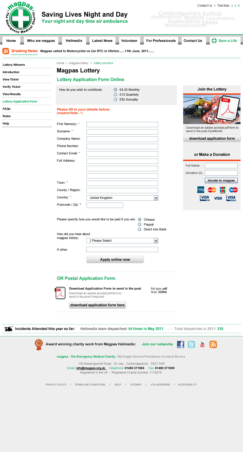 Magpas Website Design Visuals - Lottery Form