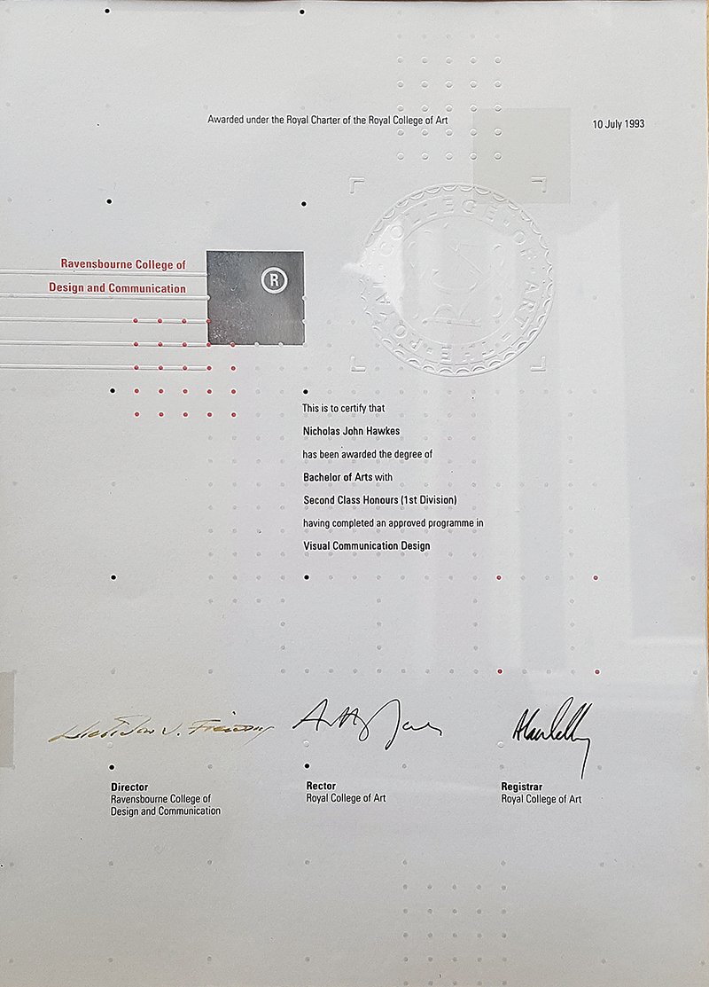 BA Honours RCA Certificate