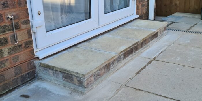 Patio Step In Garden - Angled View