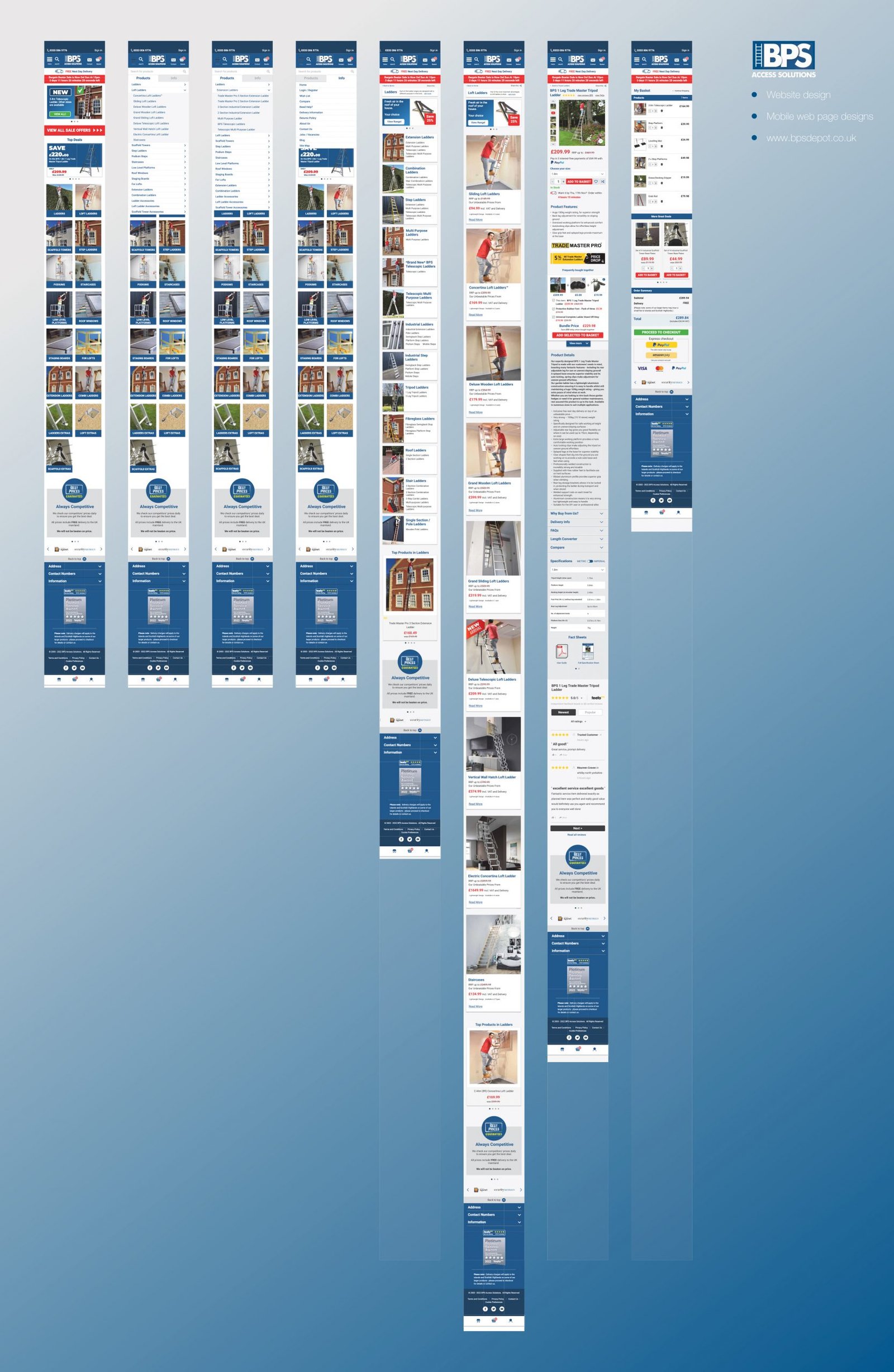 BPS Access Solutions - Mobile website product page designs