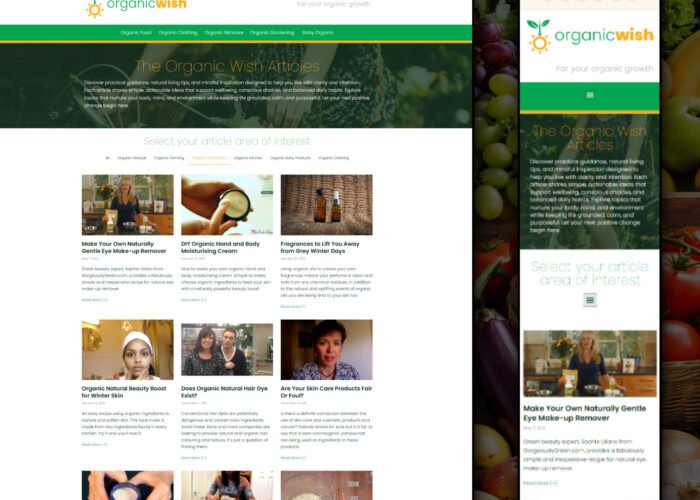 Organic Wish - Website Design And Re-build And Recovery