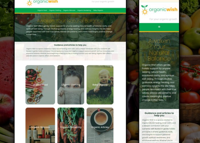 Organic Wish - Website Design And Re-build And Recovery